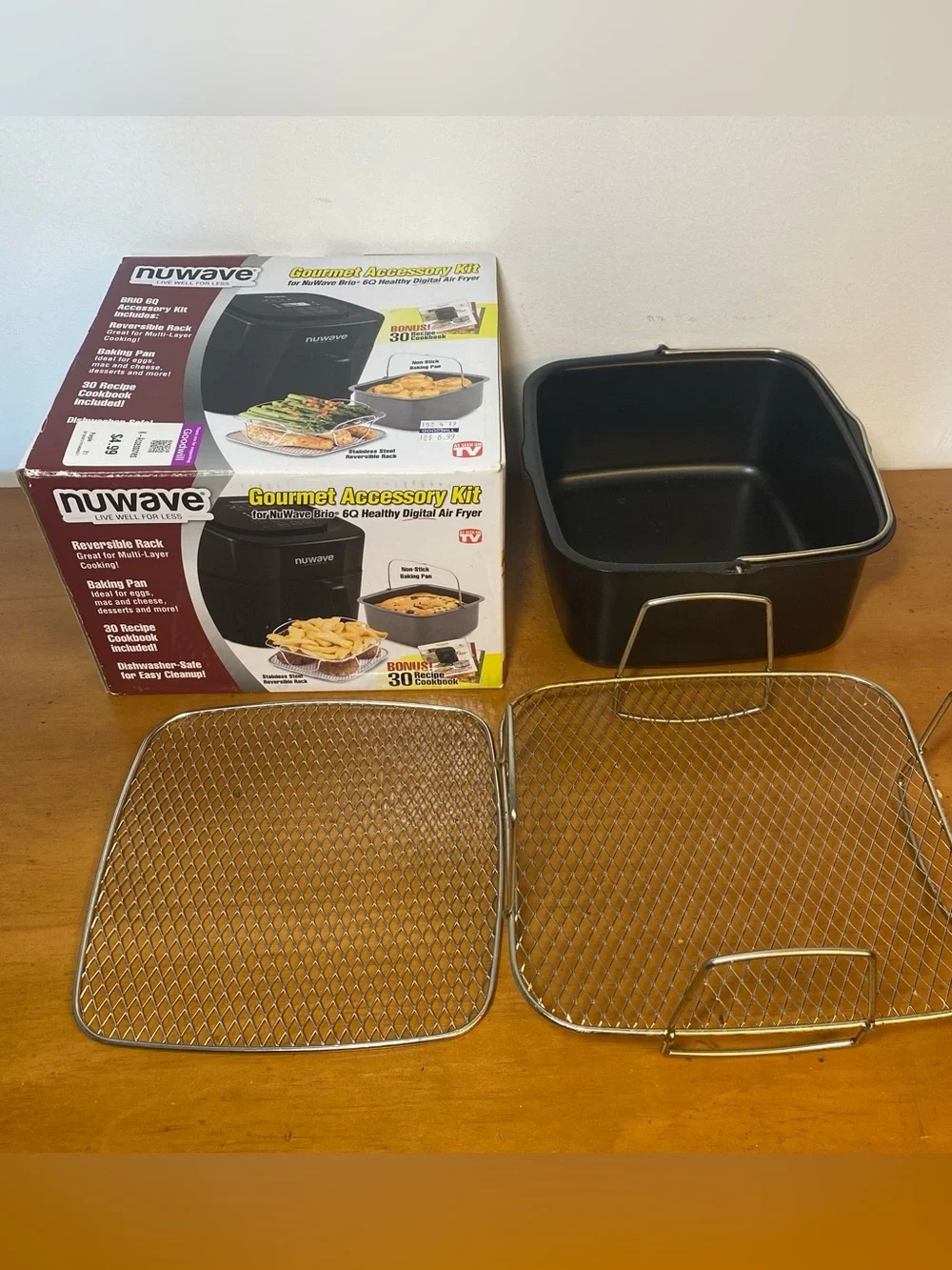 NUWAVE Brio Air Fryer 6Q Healthy Digital Gourmet Accessory Kit Baking Pan Rack